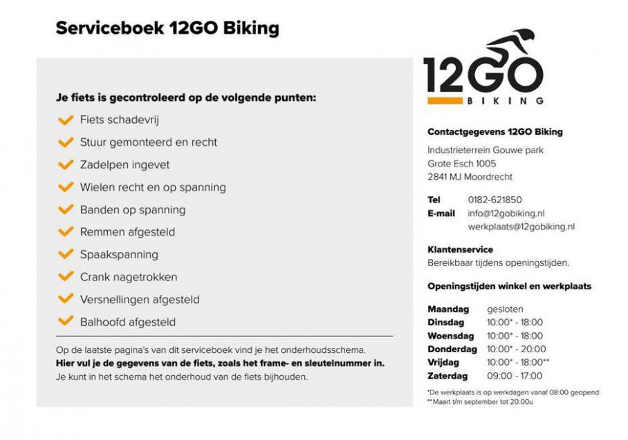  12GO Biking | Serviceboek . Page 2