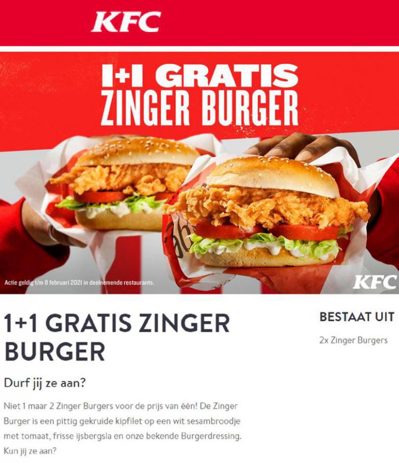 1+1 gratis zinger burger . KFC. Week 3 (2021-01-31-2021-01-31)