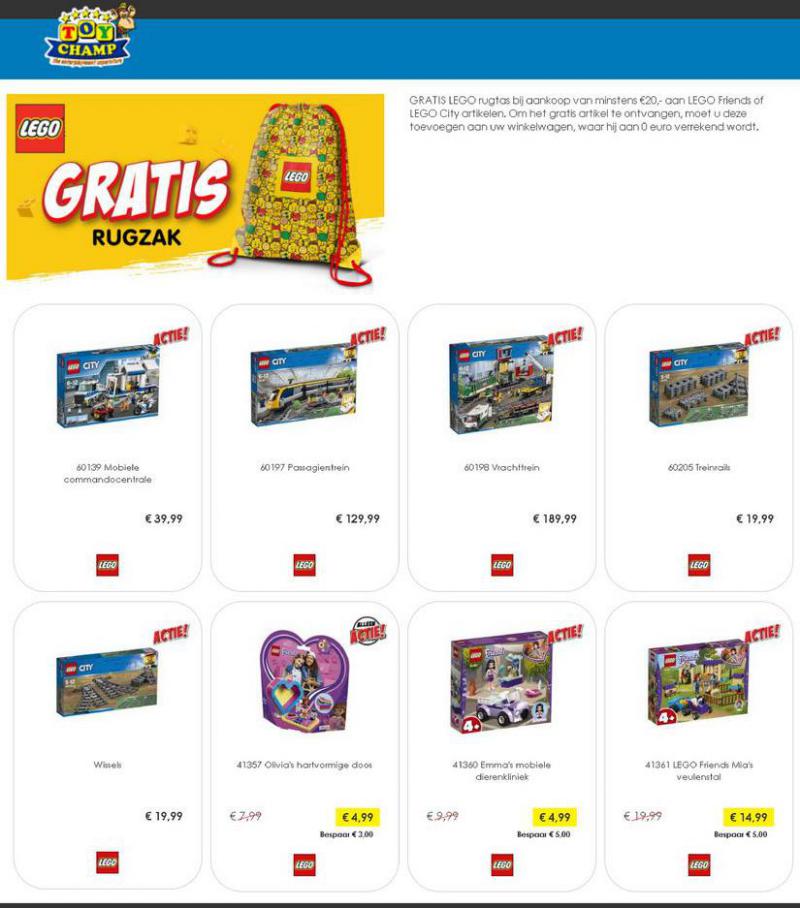 GRATIS LEGO rugtas bij aankoop van minstens €20,- aan LEGO Friends of LEGO City artikelen . ToyChamp. Week 9 (2021-03-16-2021-03-16)