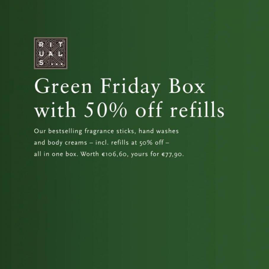 Green Friday Box with 50% off refills. Page 1