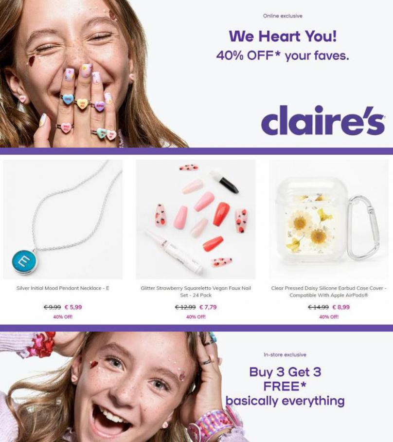 40% Off Your Faves. Claire's. Week 6 (2022-02-22-2022-02-22)