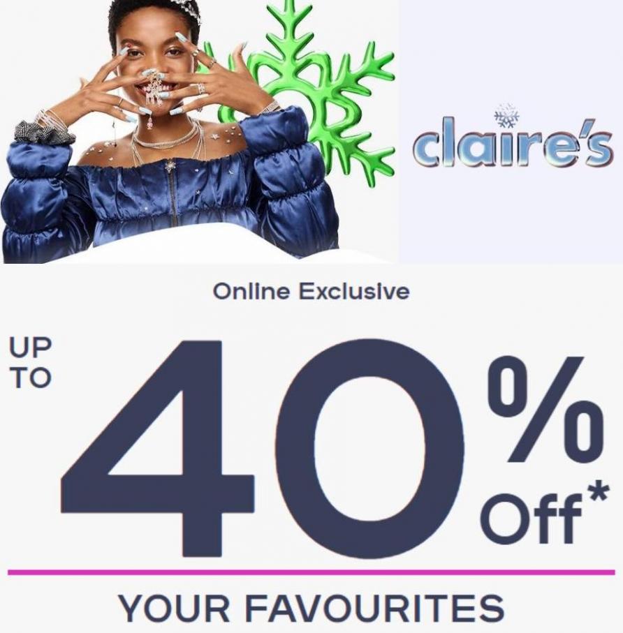 Up to 40% Off. Claire's. Week 45 (2022-11-21-2022-11-21)