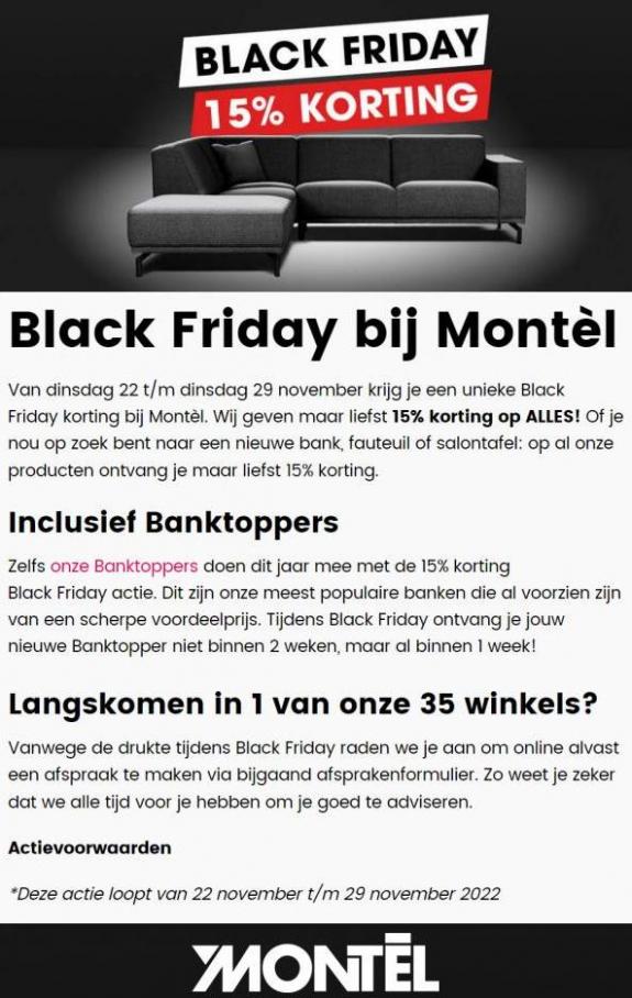 Black Friday 15% Korting. Montel. Week 47 (2022-11-29-2022-11-29)