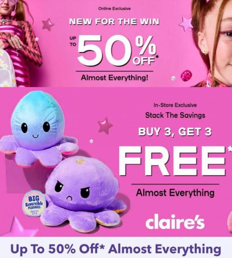 Up to 50% Off. Claire's. Week 7 (2023-02-28-2023-02-28)