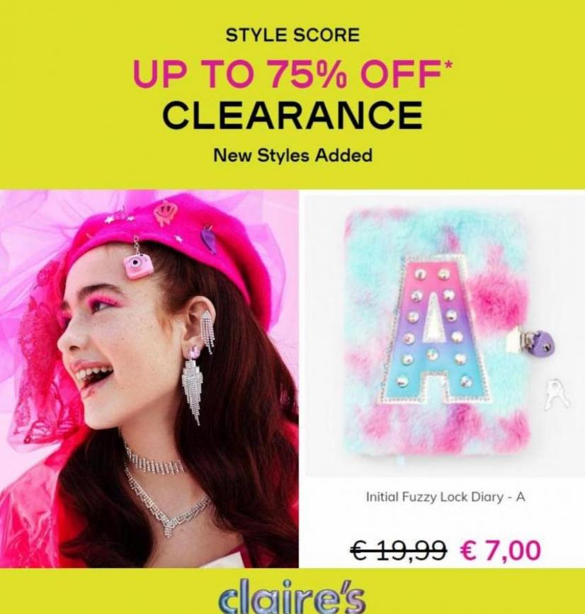 Clearance Up to 75% Off*. Claire's. Week 24 (2023-06-16-2023-06-16)