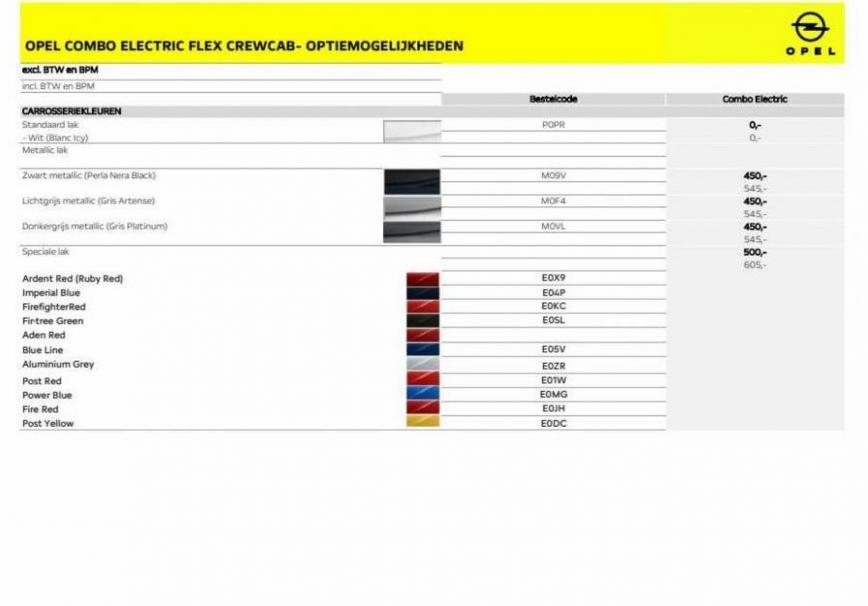 Prijslijst Opel Combo Electric / Flex Crewcab. Page 8