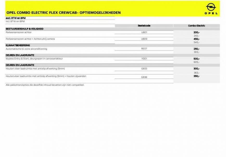 Prijslijst Opel Combo Electric / Flex Crewcab. Page 6