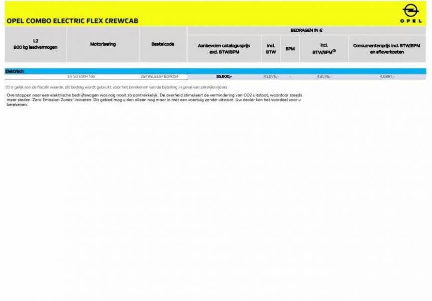 Prijslijst Opel Combo Electric / Flex Crewcab. Page 3