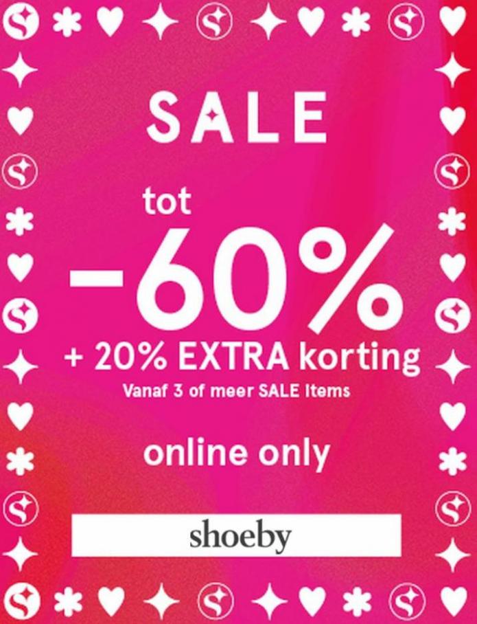 Sale Tot -60% + 20% Extra Korting*. Shoeby. Week 32 (2023-08-22-2023-08-22)