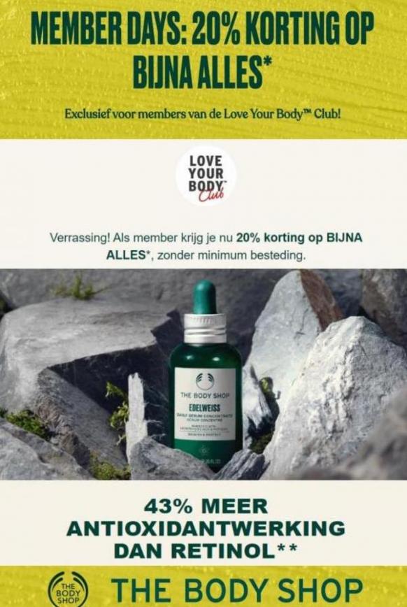 Member Days: 20% Korting op Bijna Alles*. The Body Shop. Week 36 (2023-09-13-2023-09-13)