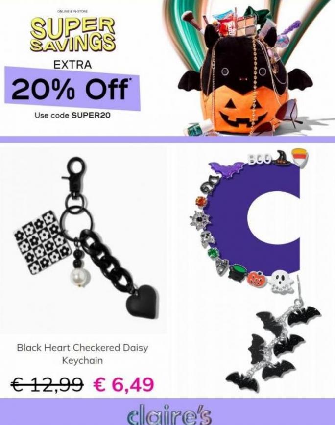 Super Savings Extra 20% Off. Claire's. Week 41 (2023-10-16-2023-10-16)
