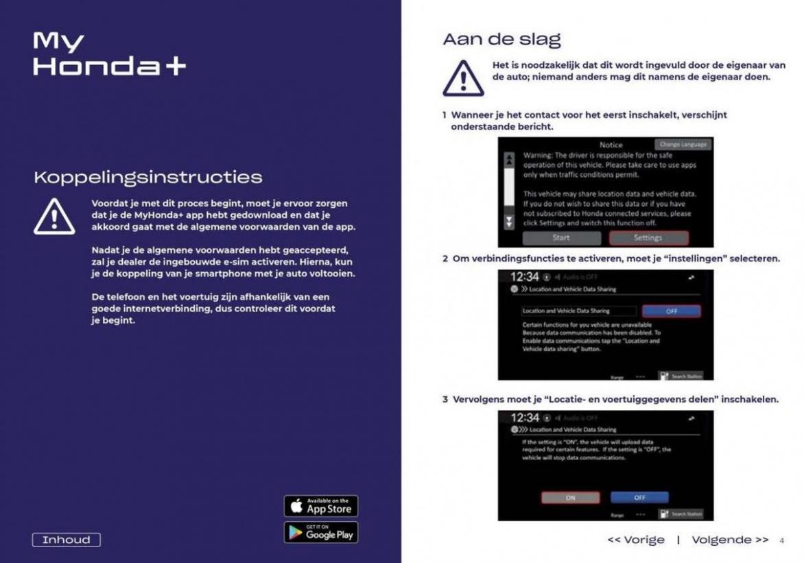 My Honda+ app Instructies voor instellen en koppelen. Page 4
