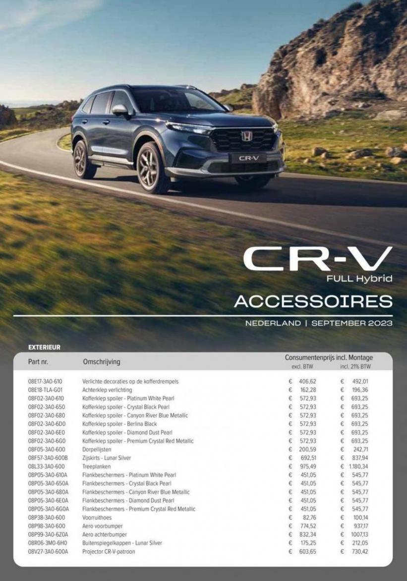 Honda CR-V e:HEV Full Hybrid — Prijslijst Accessoires. Honda. Week 43 (2023-11-30-2023-11-30)