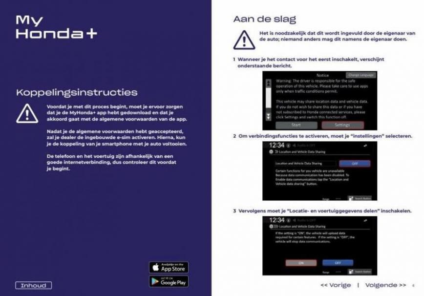 My Honda+ app Instructies voor instellen en koppelen. Page 4