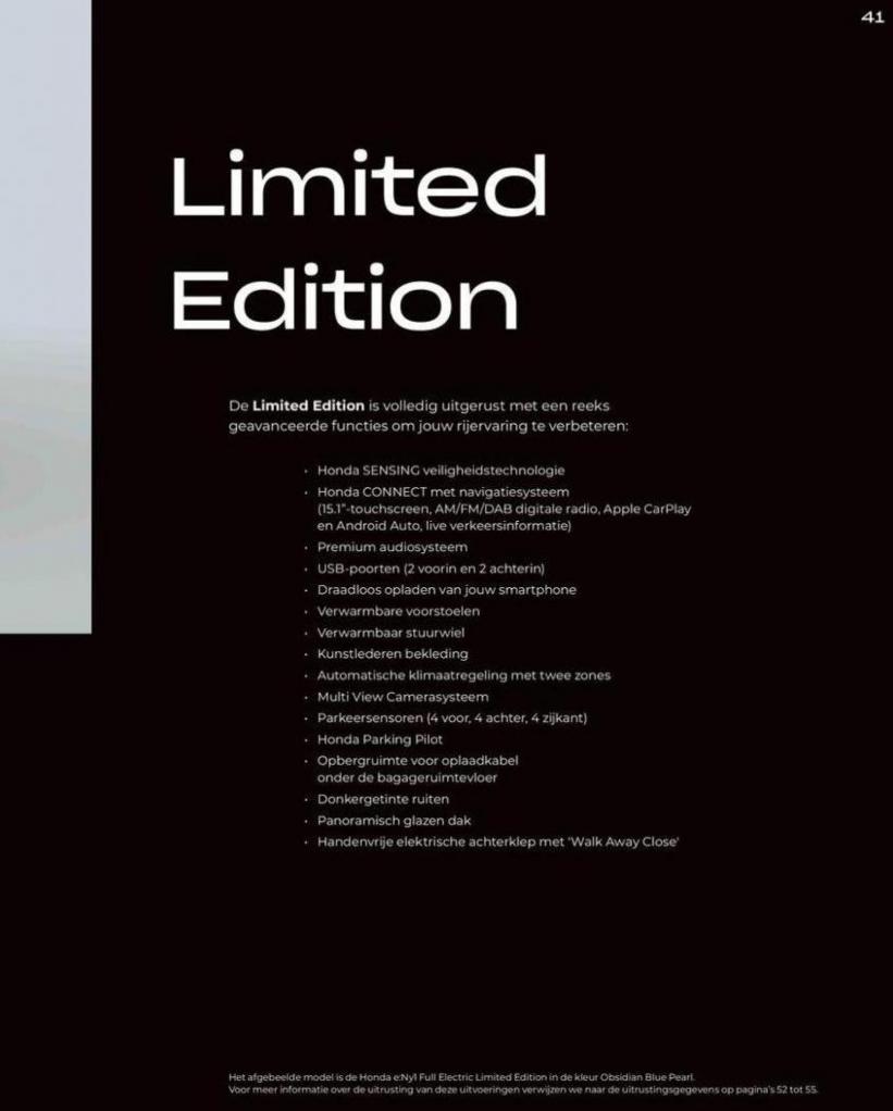 Honda e:Ny1 Limited Edition — Brochure. Page 41