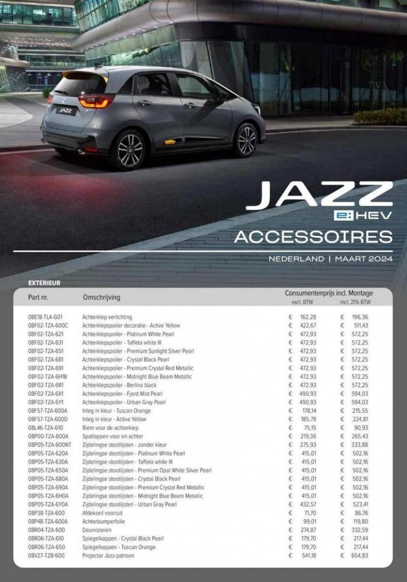 Honda Jazz e:HEV — Prijslijst Accessoires. Honda. Week 16 (2024-04-30-2024-04-30)