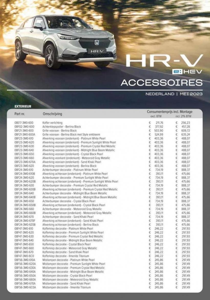 Honda HR-V e:HEV — Prijslijst Accessoires. Honda. Week 17 (2024-05-10-2024-05-10)